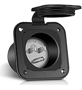 WELLUCK 15 Amp Flanged Inlet 125V, NEMA 5-15 RV Shore Power Inlet Plug w/Waterproof and Back Cove...