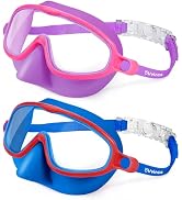 Vvinca Swim Goggles with Nose Cover, 2 Pack Wide View Diving Mask Anti-Fog UV No Leak Toddlers Sw...