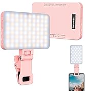 Newmowa Pink Rechargeable Selfie Light - Portable Clip-on Video Light for Phone/Laptop/Camera Wit...