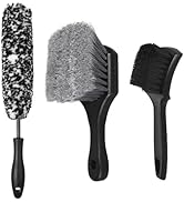 Car Wheel &amp; Tire Brush Set, Wheel Cleaner Brush, Soft &amp; Stiff Bristle Cleaning Brush, Wheel Brush...