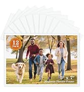NOBEFY 12 Pack 5x7 Inches Magnetic Frames For Refrigerator,White | Magnetic Picture Frame For Loc...