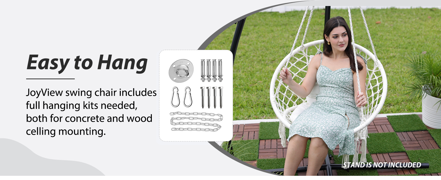JoyView Macrame Hanging Swing Chair-3