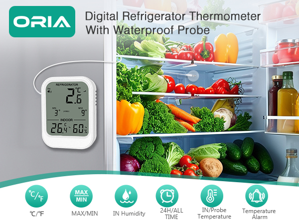 Digital Refrigerator Thermometer, Freezer Thermometer