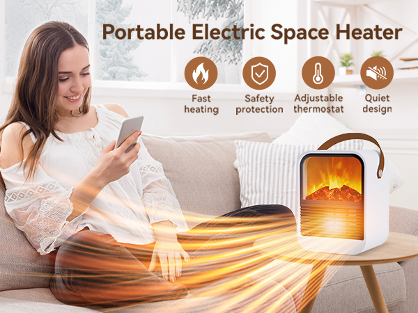 Portable Mini Electric Fireplace Space Heater