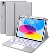 Harvopu Compatible for iPad 10th Generation Case with Keyboard, Folio Cover with Pencil Holder, M...