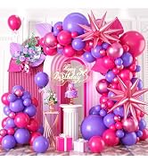 Paready Hot Pink Purple Balloons Garland Arch Kit, 100Pcs Pink Purple Metallic Balloons Arch for ...