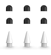 Replacement White Tips 3 Pack + Rubber Tip 6 Pack for iPad Apple Pencil 9th&amp;10th Gene Only