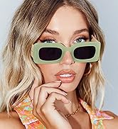 LASPOR Vintage 90s Rectangle Sunglasses Trendy Nude Square Sunglasses for Women Men