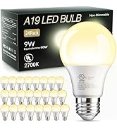 TJOY 24 Pack A19 LED Light Bulbs Soft White 2700K, 60 Watt Equivalent LED Bulb, Efficient 9W, E26...