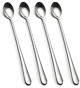 IQCWOOD Long Handle Ice Tea Spoons, 9-Inch Coffee Ice Cream Stainless Steel Cocktail Stirring Spo...