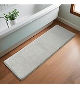 Chenille Light Grey Bathroom Rugs Runner Narrow Long Absorbent Quick Dry Bath Mat Memory Foam Bat...