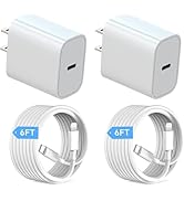 iPhone 14 Charger Fast Charging, 20W USB C Wall Charger Block with 6FT Long Charger Cord Cable fo...