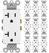 BESTTEN 10 Pack 20 Amp Decorator Wall Receptacle Outlet, Non-Tamper-Resistant, 20A/125V/2500W, Re...