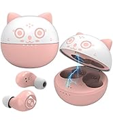 Wireless Earbuds for Small Ears Women with Cute Kitty Cat Design HiFi Stereo Earphones for Kids A...