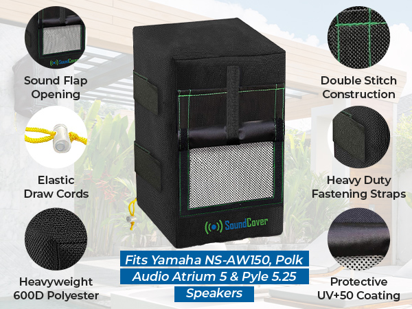 outdoor speaker covers heavy duty water sun sand protection UV 50 snug fitting dust double stitch