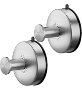 DGYB Suction Cup Hooks for Shower Brushed Nickel Bathroom Hooks Suction Set of 2 Removable Wall H...