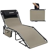 WKFAMOUT Folding Lounge Chair Outdoor with Insulated Cooler Bag Portable for Outside Patio Chaise...