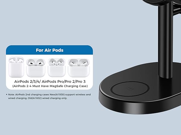 magsafe charger stand 3 in 1 magnetic wireless charging station apple watch iphone 17 16 15 airpods