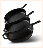 Utopia Kitchen Cast iron Skillets 3 Piece Set, Chefs Pan, Pre Seasoned Cast iron Skillets, 6, 8 &amp;...