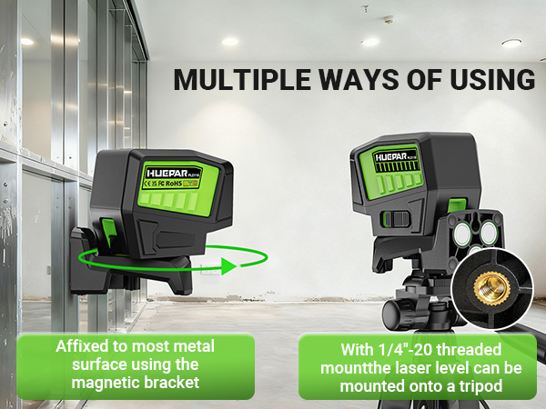 Huepar PL211G Laser Level with 2 Plumb Dots