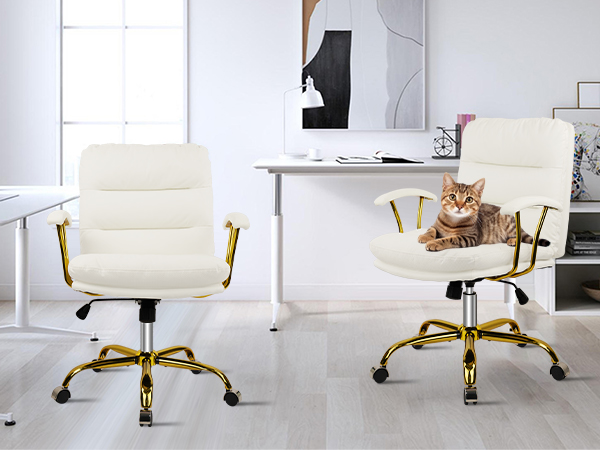 white leather vanity chair