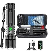 Banral LED Flashlights High Lumens Rechargeable, 5000mAh Super Bright Powerful Flashlight, Type-C...