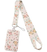 Juanooo Aesthetic Flower ID Badge Holder Lanyard for Keys, Cute Floral Keychain for Women &amp; Girls...