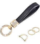 Wisdompro Genuine Leather Car Keychain, Universal Bling Key FOB Keychain Holder Leather Key Chain...