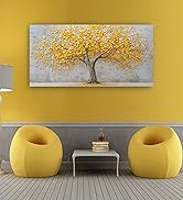 Yellow Abstract Ginkgo Tree Picture Print Canvas Wall Art Living Room Dining Room Office Study Be...
