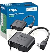 TP-Link Tapo Matter Outdoor Smart Plug, 2 Individual outlets, IP65 Weather Resistance, Works with...