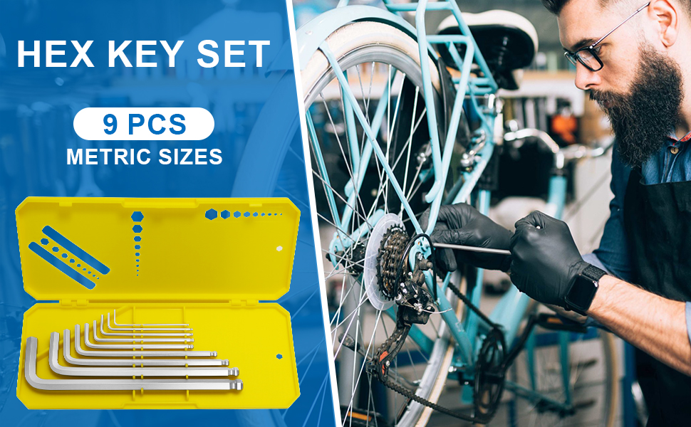 Hex Key Set, 9 PCS Metric Sizes