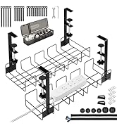 OneLeaf 2 Pack Under Desk Cable Management Tray, No Drill Wire Management Rack for Desk, Office D...
