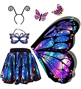 Jackcell Butterfly Wings Costumes for Girls, Butterfly Cape Halloween Costume with Kids Fairy Ski...