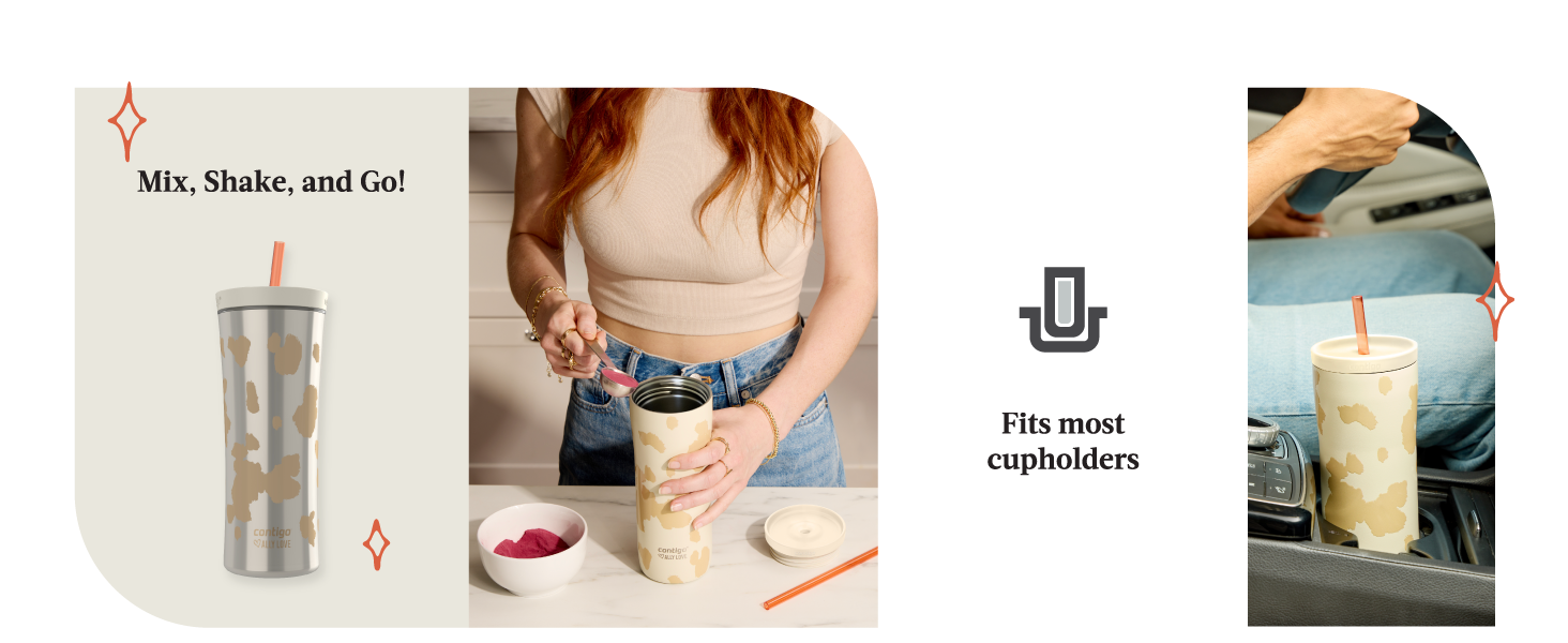 mix shake go cupholders easy travel leakproof clean convenient cute nice trendy aesthetic protein