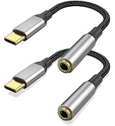 Bkduice USB C to 3.5mm Headphone Jack Adapter with DAC Chip, 2 Pack HiFi USB-C to Audio Dongle Co...