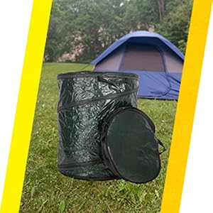 Collapsible leaf barrel, rv accessories, outdoor trash can with lid, tailgate essentials.