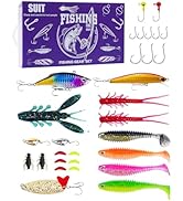 UCEC Fishing Gift Lures Kit, Fishing Bait Kit for Bass Trout Salmon, Christmas, Birthday and Vale...