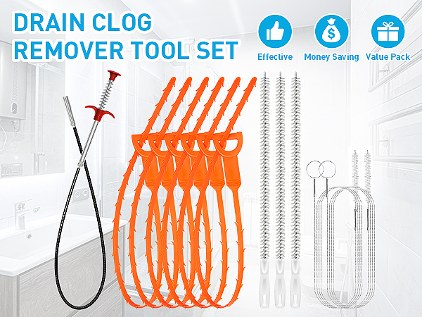 12PCS drain clog remover tool 