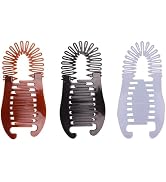 3Pcs Colorful Elongated Interlocking Plastic Banana Clip Hair Combs - Combs Ponytail Hair Clinche...