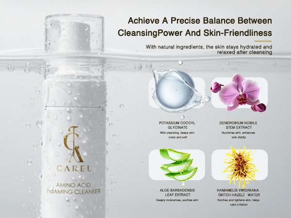 Face Cleanser Amino Acid Foaming Cleanser - Gentle Facial Cleansing Foam for All Skin Types