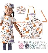 VITA ELEGANTE Kids Apron With Pocket &amp; Chef Hat - Water Resistant Toddler Apron