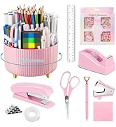 Office Supplies,Desk Accessories,with Stapler,Tape Dispenser,Staple Remover,Scissor,Ballpoint Pen...