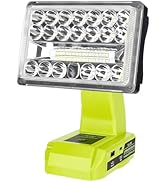 Choerinton 2000LM LED Work Light for Ryobi 18V Battery, 18W Cordless Rechargeable Jobsite Light w...