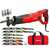 EZUVITA 7 Amp Corded Reciprocating Saw for Wood, Metal, PVC &amp; Tree Pruning, 1-1/8" Stroke Length ...