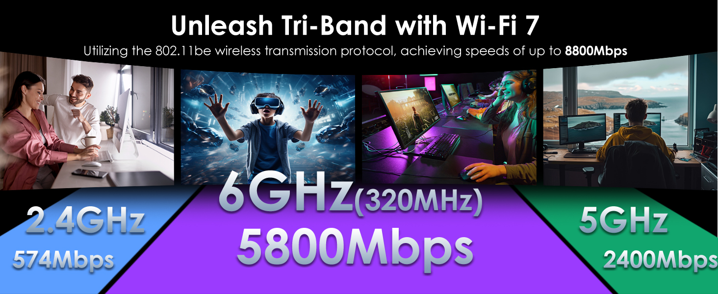 WAVLINK WiFi 7 Network Card Tri-Band 8800Mbps 802.11BE Wireless