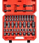 EACELIY 45pcs 1/2" Socket Set, Drive Deep and Shallow Impact Socket Set, Including 3 ", 5", 10" I...