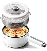 Dezin Electric pot with Steamer, 2L Non-Stick Sauté Pan, 5-in-1 Multifunctional Hot Pot Electric ...