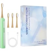 GUFICLE Bamboo Electric Toothbrush?Rechargeable Electric Toothbrush with 4 Bamboo Heads, Soft Cas...