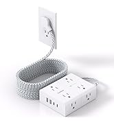 Surge Protector Power Strip 15 Ft Cord, Ultra Thin Flat Extension Cord with 8 Outlets 4 USB Ports...