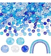 PH PandaHall 615pcs Blue Crystal Beads, 8mm Glass Beads 5 Colors Rondelle Crystal Beads Faceted G...